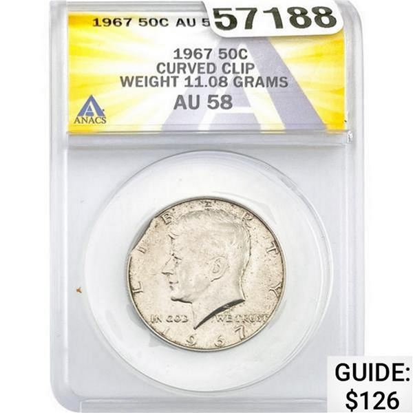 1967 50C Curved Clip ANACS AU58