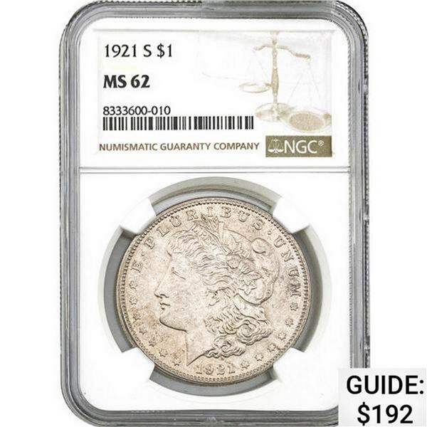 1921-S Morgan Silver Dollar NGC MS62