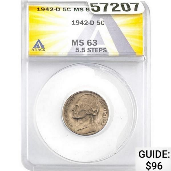 1942-D Jefferson Nickel ANACS MS63