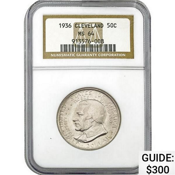 1936 Cleveland 50C NGC MS64