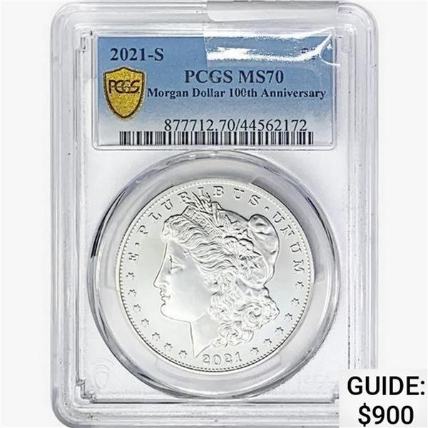 2021-S Morgan Silver Dollar PCGS MS70 100th ANNIV.
