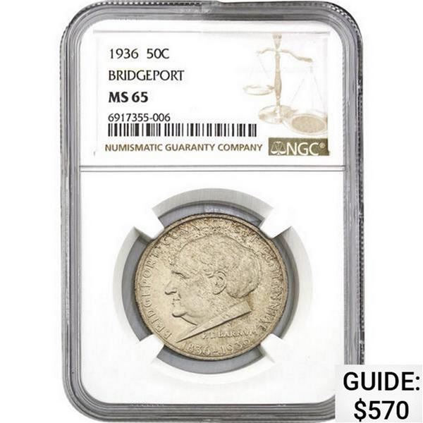 1936 50C Bridgeport NGC MS65
