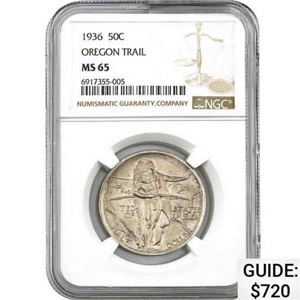 1936 50C Oregon Trail NGC MS65