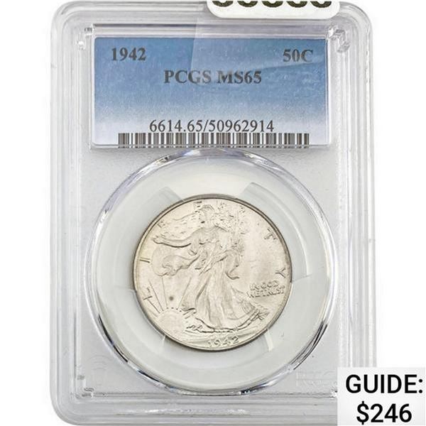1942 50C Walking Liberty Half PCGS MS65