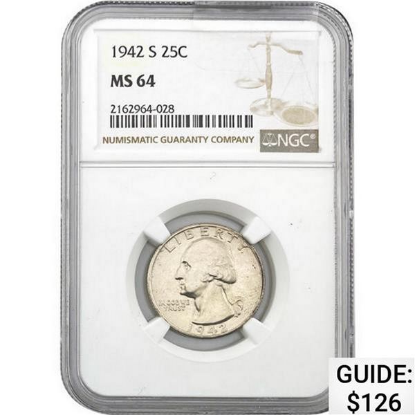 1942-S Washington Quarter NGC MS64
