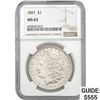 Image 1 : 1891 Morgan Silver Dollar NGC MS63