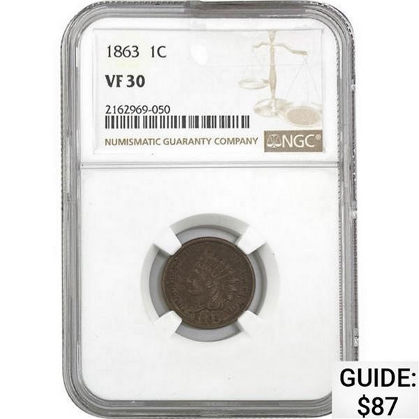 1863 Indian Head Cent NGC VF30