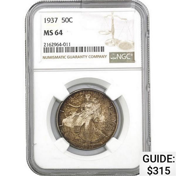 1937 50C Walking Liberty NGC MS64