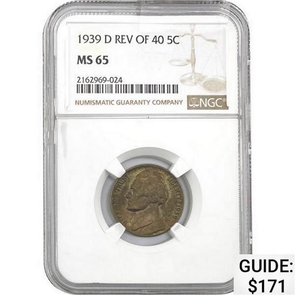 1939-D Rev of 40 5C NGC MS65