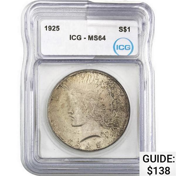 1925 Peace Dollar ICG MS64