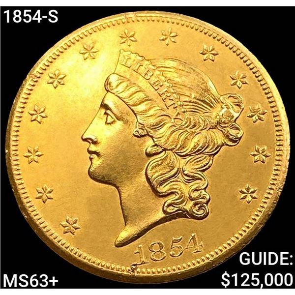 1854-S $20 Gold Double Eagle CHOICE BU+