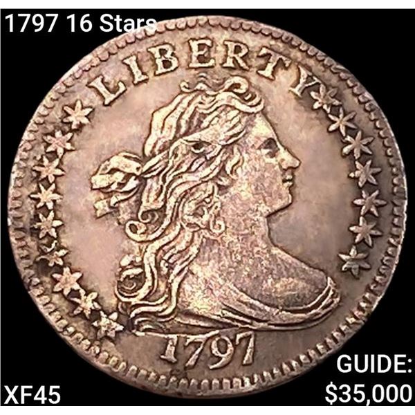 1797 16 Stars Draped Bust Dime NEARLY UNCIRCULATED