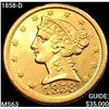 1858-D $5 Gold Half Eagle CHOICE BU