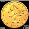 Image 1 : 1890-CC $5 Gold Half Eagle UNCIRCULATED