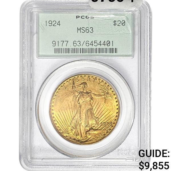 1924 $20 Gold Double Eagle PCGS MS63