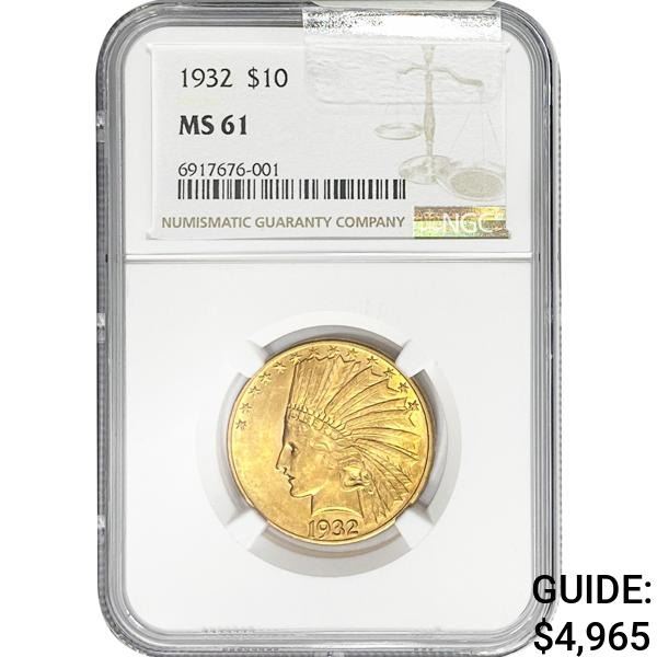 1932 $10 Gold Eagle NGC MS61