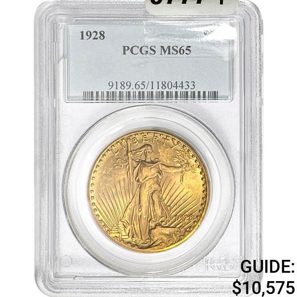 1928 $20 Gold Double Eagle PCGS MS65