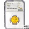 Image 1 : 1891-CC $5 Gold Half Eagle NGC MS62