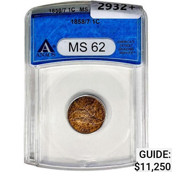 1858/ 7 Flying Eagle Cent ANACS MS62