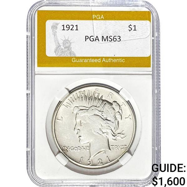 1921 Peace Dollar PGA MS63