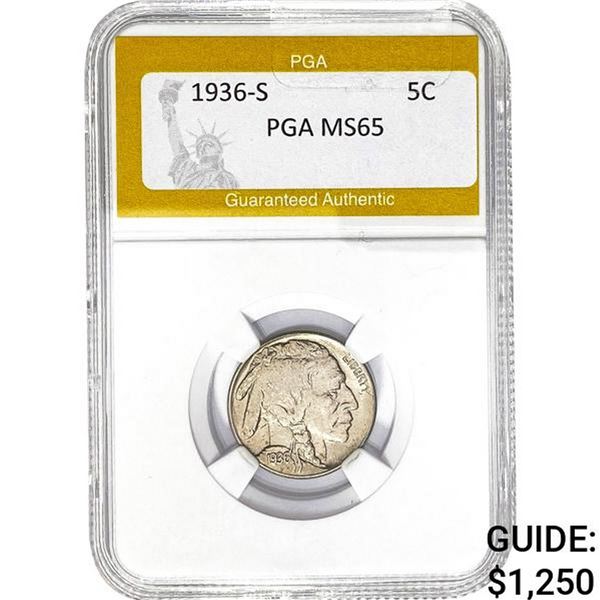1936-S Buffalo Nickel PGA MS65