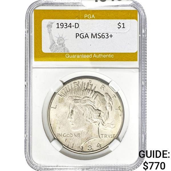 1934-D Peace Dollar PGA MS63+
