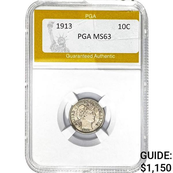 1913 Barber Dime PGA MS63