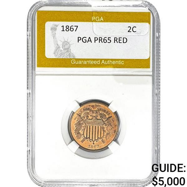 1867 Two Cent Piece PGA PR65 RED