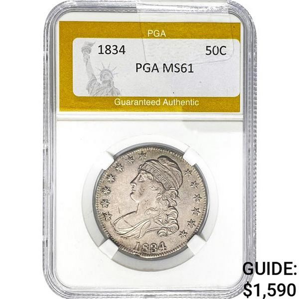 1834 50C Capped Bust Half Dollar PGA MS6