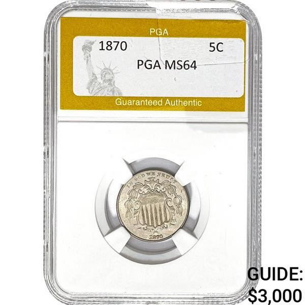 1870 Shield Nickel PGA MS64