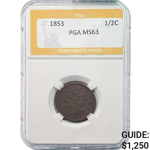1853 Half Cent PGA MS63