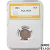 Image 1 : 1881 Three-Cent Nickel PGA MS65