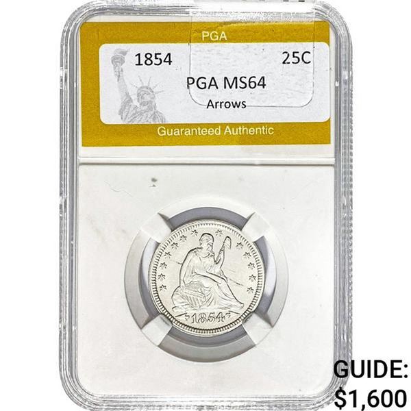 1854 25C Arrows PGA MS64