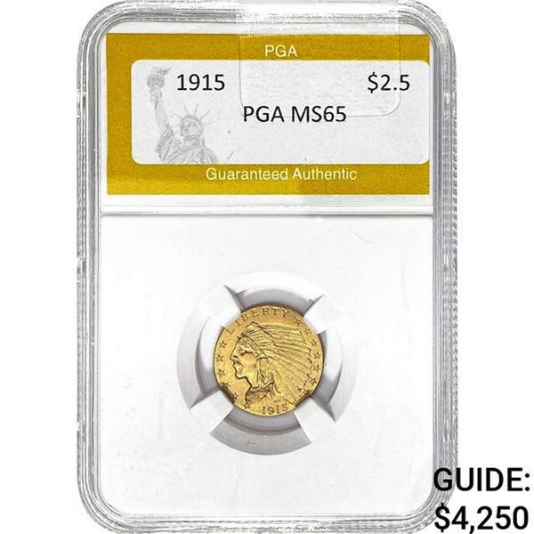 1915 $2.5 Indian Head Gold PGA MS65