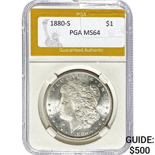1880-S Morgan Silver Dollar PGA MS64