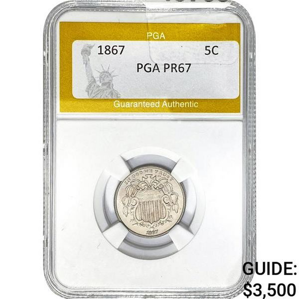 1867 Shield Nickel PGA PR67