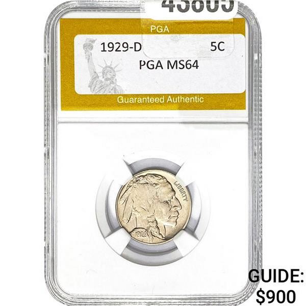 1929-D Buffalo Nickel PGA MS64