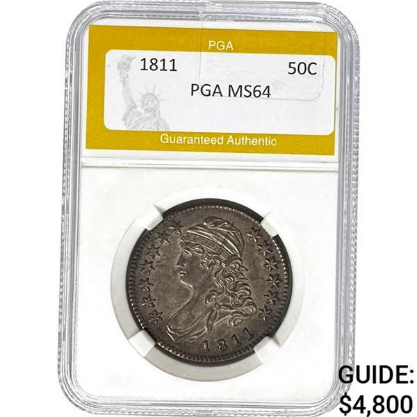 1811 50C Capped Bust Half Dollar PGA MS6