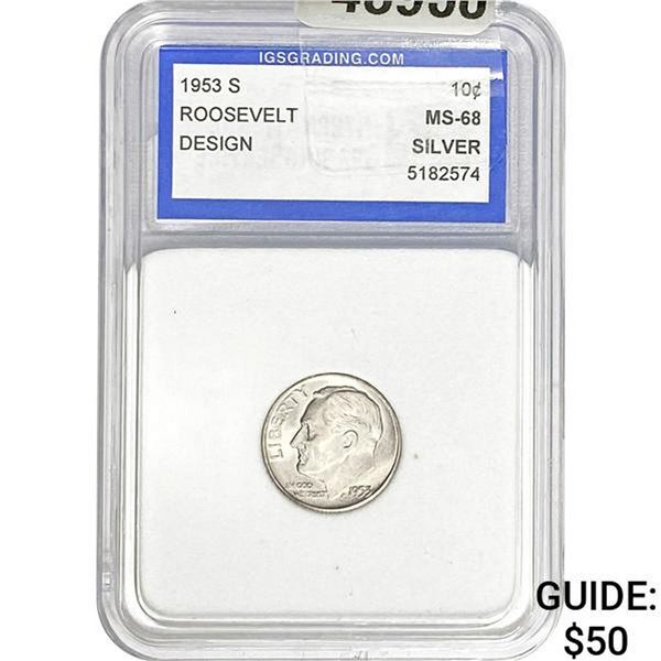 1953-S Roosevelt Dime IGS MS-68