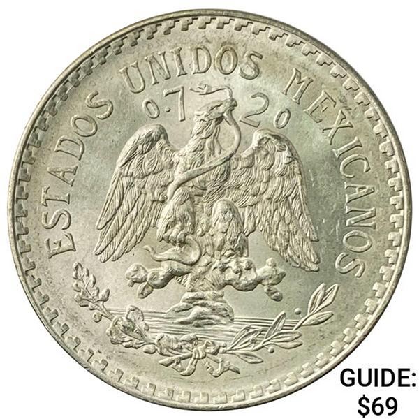1943-M Mexico Silver Peso-Cap and Rays UNCIRCULATED