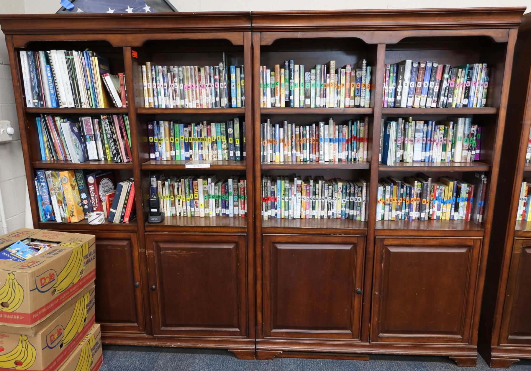 Wooden 4-Section Bookcase w/ Undercabinets 96