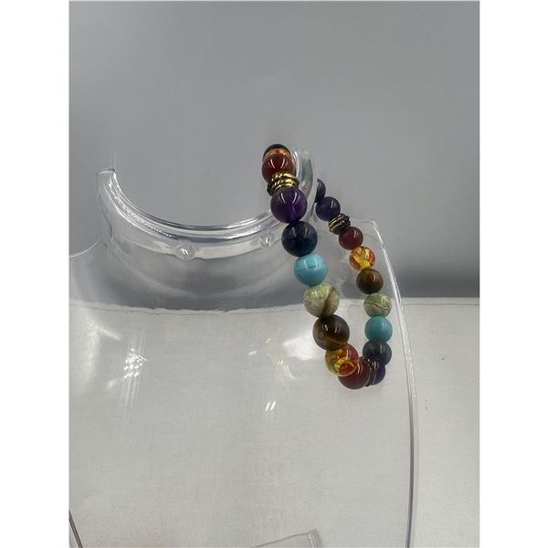 BRAND NEW 8 MM 7 CRYSTAL CHAKRA  BRACELET ELASTIC