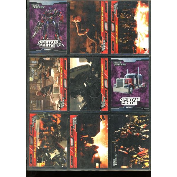 2007 Transformers Lot Of 9 Cards With Optimus Prime