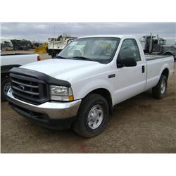 2004 FORD F250 XL SUPER DUTY PICKUP TRUCK, s/n: 1FTNF20LX4EA14040