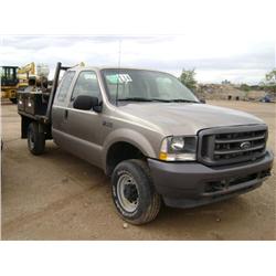 2003 FORD F250XL SD 4X4 SUPER CAB FLATBED TRUCK, s/n: 1FTNX21L53EC91043