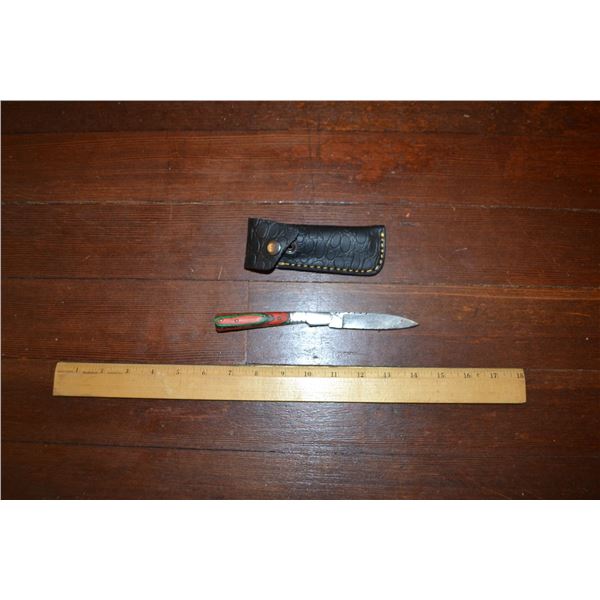 Handmade Damascus Steel Folder & Sheath