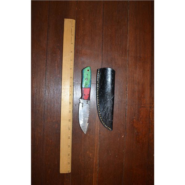 Handmade Damascus Steel Knife & Sheath