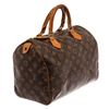 Image 2 : Louis Vuitton Brown Monogram Canvas Leather Speedy 30 Satchel Bag