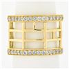 Image 4 : Estate 18k Yellow Gold 1.4 ctw Diamond Open Geometric 15mm Wide Band Ring size 6