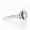 Image 6 : NEW 18k Gold 1.66 ctw GIA Round Diamond Baguette Halo Sapphire Bezel Milgrain Ri